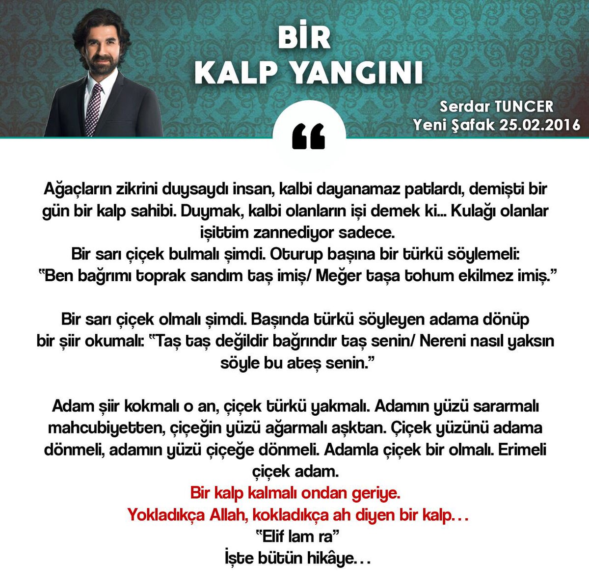 "Bir Kalp Yangını..."
yenisafak.com/yazarlar/serda…