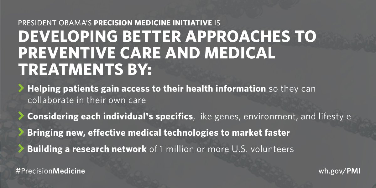 ObamaWhiteHouse's tweet photo. Happening now: Watch @POTUS take part in a panel discussion on #PrecisionMedicine → https://t.co/IYDBJ7zyK9 https://t.co/oH3sMRvcJa