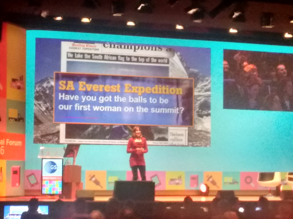 GS1argentina's tweet photo. @CathyODowd La primera mujer en escalar el Everest por la dos caras
 #GlobalForum16 @gs1 https://t.co/RYlTMRUxMK