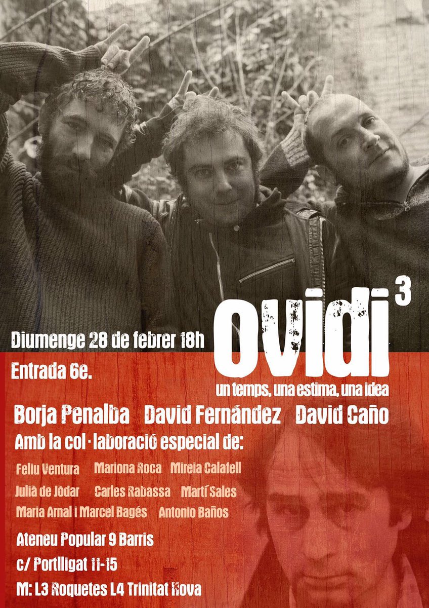 davidcc_01's tweet photo. Aquest diumenge #Ovidi3 a l'@ateneu9b entre amics i amigues. https://t.co/g1pST8lUm2