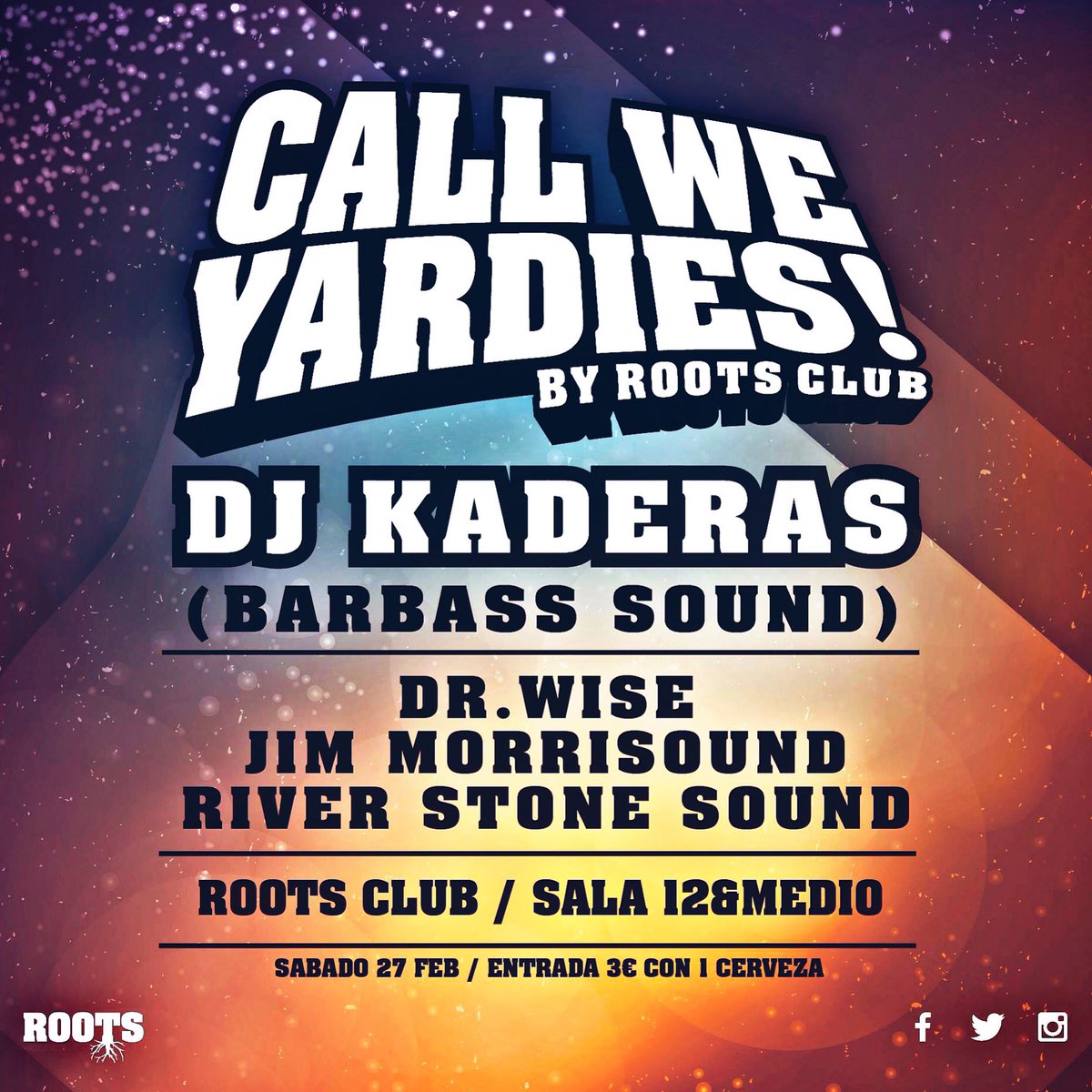 rootsmurcia's tweet photo. Este sábado en @rootsmurcia @djkaderas @RiverStoneSound y la Roots Crew @jimmorrisound y Dr.Wise @Gimeno_prez https://t.co/si3HRUP52H