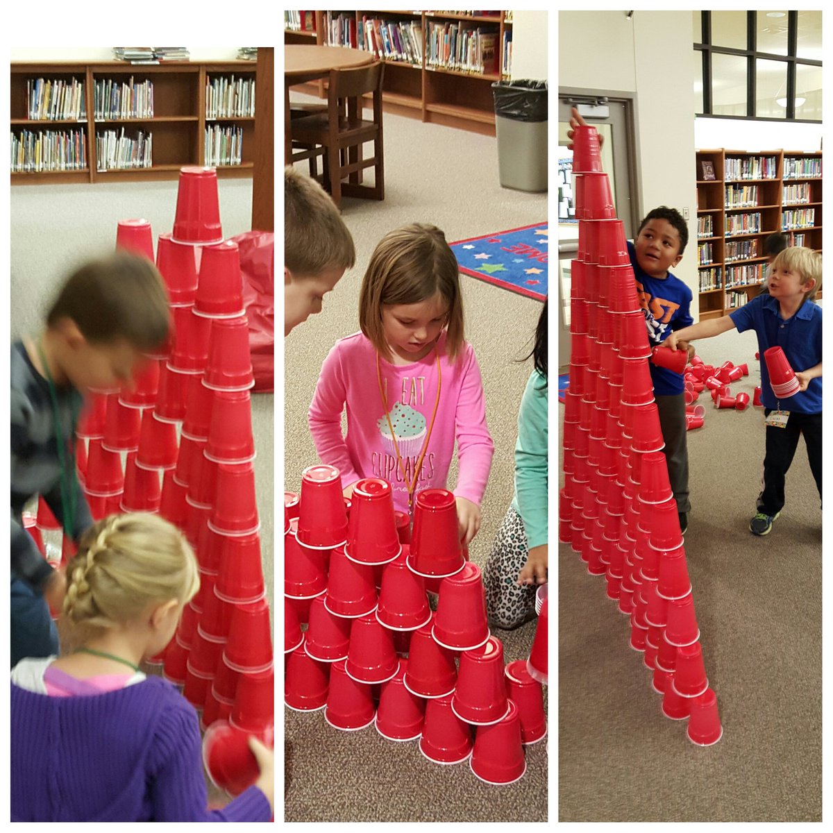 carlisle_lib's tweet photo. Kinder #carlislecoyotes had fun bldg weight-bearing cup towers  #nationalengineeringweek...lots of trial and error! https://t.co/qUduR30Ki1