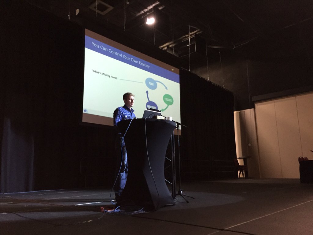 GSOBTsummit's tweet photo. Jeff Gibb of @simplymeasured speaks to the crowd about #hashtag tracking. #GSOBDMS16 https://t.co/giE6LZihzM