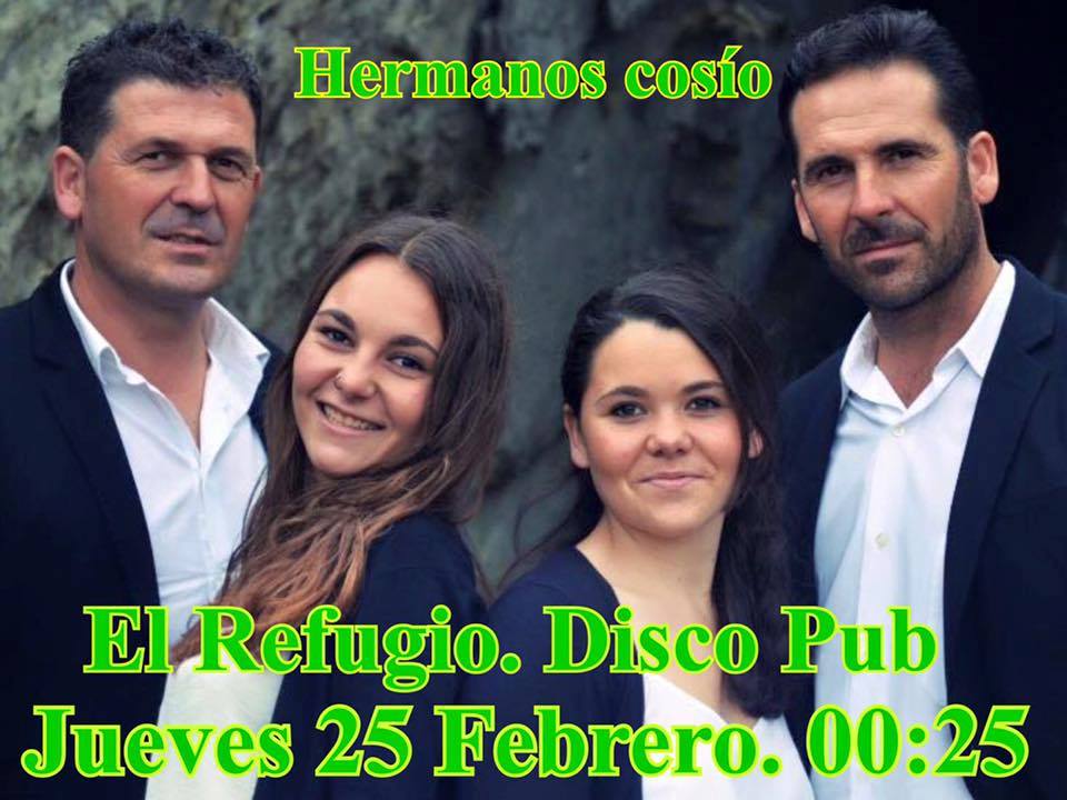 Esta noche concierto de los <a href="/HnosCosio/">Hermanos Cosio</a> en el Refugio de Tanos.
Hora 00:25