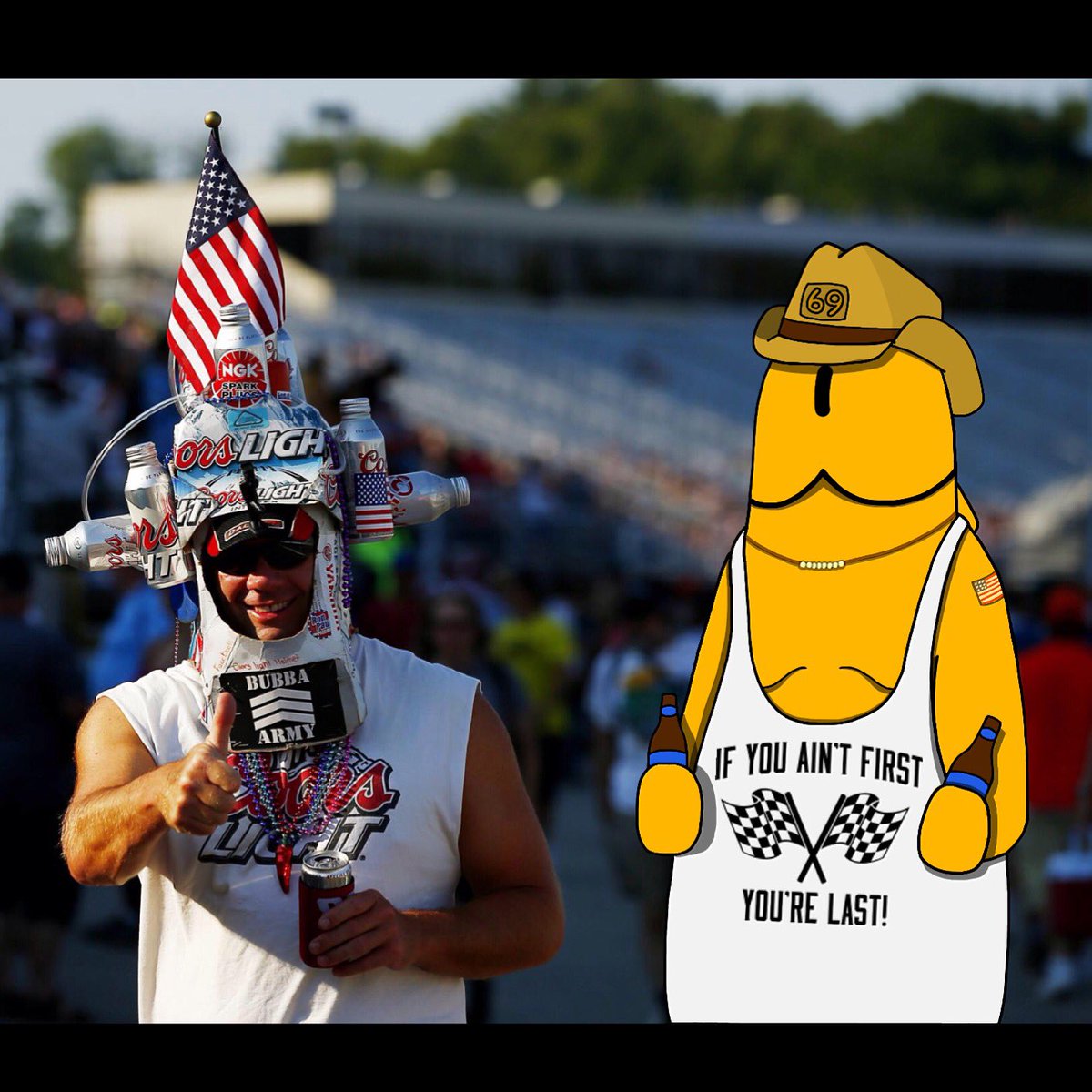 Monsterdick__'s tweet photo. #tbt gettin' loose at Talladega with Bubba #NASCAR #coorslight #america @BroBible @NASCAR @CoorsLight https://t.co/GGF2rHl3KZ