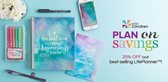ErinCondren's tweet photo. Hooray for 20% off on all #ECLifePlanners + #FREE Wellness Journal with LP Purchase! #SALE https://t.co/cHF5Wb7Bb0 https://t.co/5jpYwjzgT4