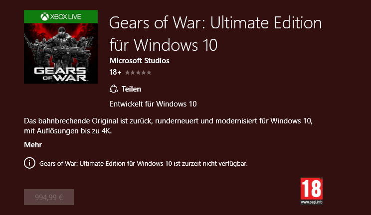 DiaAT_Marco's tweet photo. Ich hoffe doch, dass es noch billiger wird, wenn es erhältlich ist. ^^ #GoWUltimate #WindowsStore https://t.co/Gw7gw1b44n