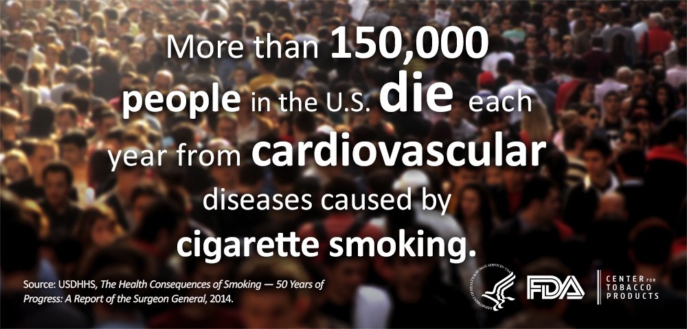 FDATobacco's tweet photo. Any amount of #smoking, even a few #cigs now &amp; then, can damage the heart &amp; blood vessels. #HeartMonth https://t.co/Wkxa8WzjJs