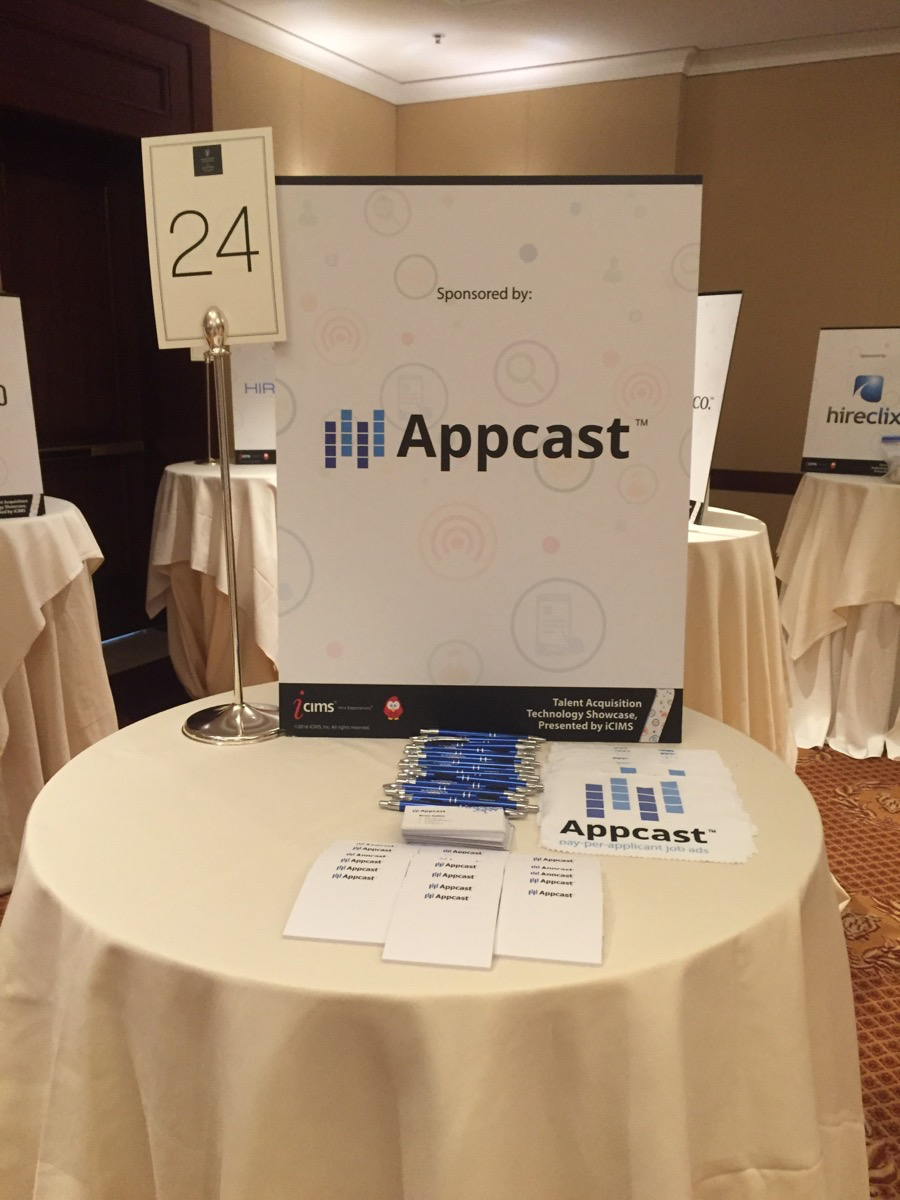 appcast_io's tweet photo. The iCIMS Partner #Technology Showcase is about to start! Stop by table 24 and chat with @BrianGattie10 #recruitment https://t.co/qZTJVDwunq