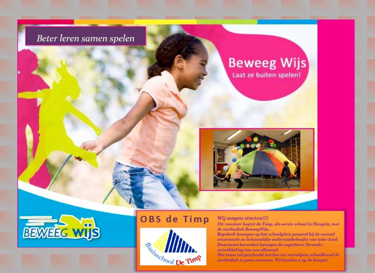 Primeur: Op 24 maart is de officiële start met een sponsorloop, stormbaan en overige beweegactiviteiten:
#BeweegWijs