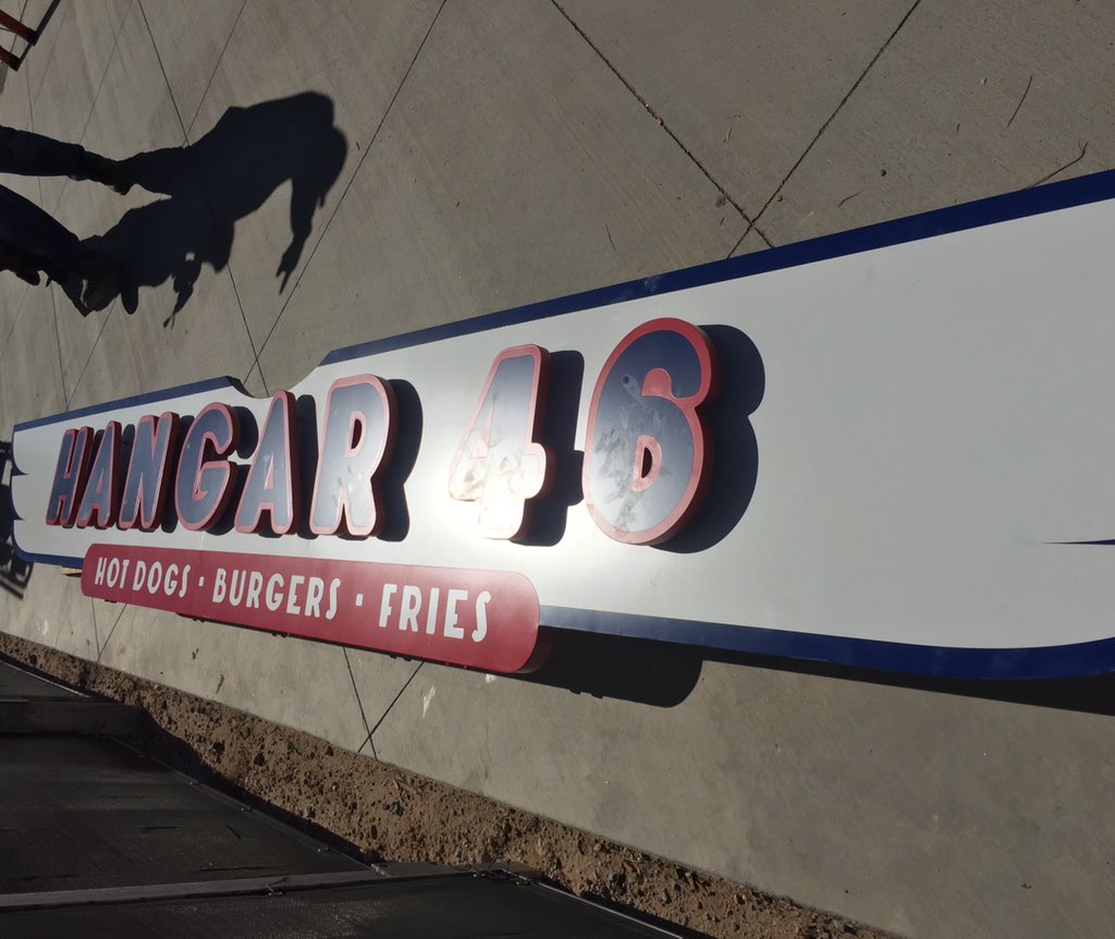 GoodyearBP's tweet photo. New concession signage going up. And oh, btw, there's a full bar now behind home plate! #RedsST #IndiansST https://t.co/UhAxJqHGJH