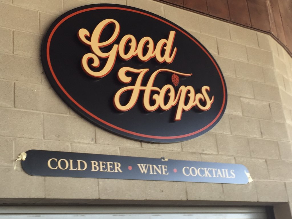 GoodyearBP's tweet photo. New concession signage going up. And oh, btw, there's a full bar now behind home plate! #RedsST #IndiansST https://t.co/UhAxJqHGJH