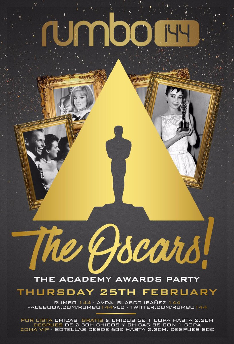 Hoy jueves tenemos los oscar en rumbo144, no te lo puedes perder! Listas y reservas vip 606774282