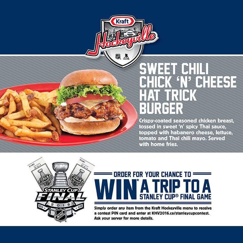 Try a Sweet Chili Chick 'N Cheese Burger for the chance to Win a trip to a Stanley Cup Game! m.facebook.com/JungleJimsEate…