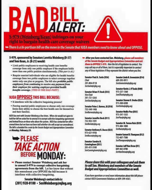 <a href="/njea/">NJEA</a> <a href="/TicTockMrsGlock/">Tic Tock Mrs. Glock</a> bad bill alert! Health benefits