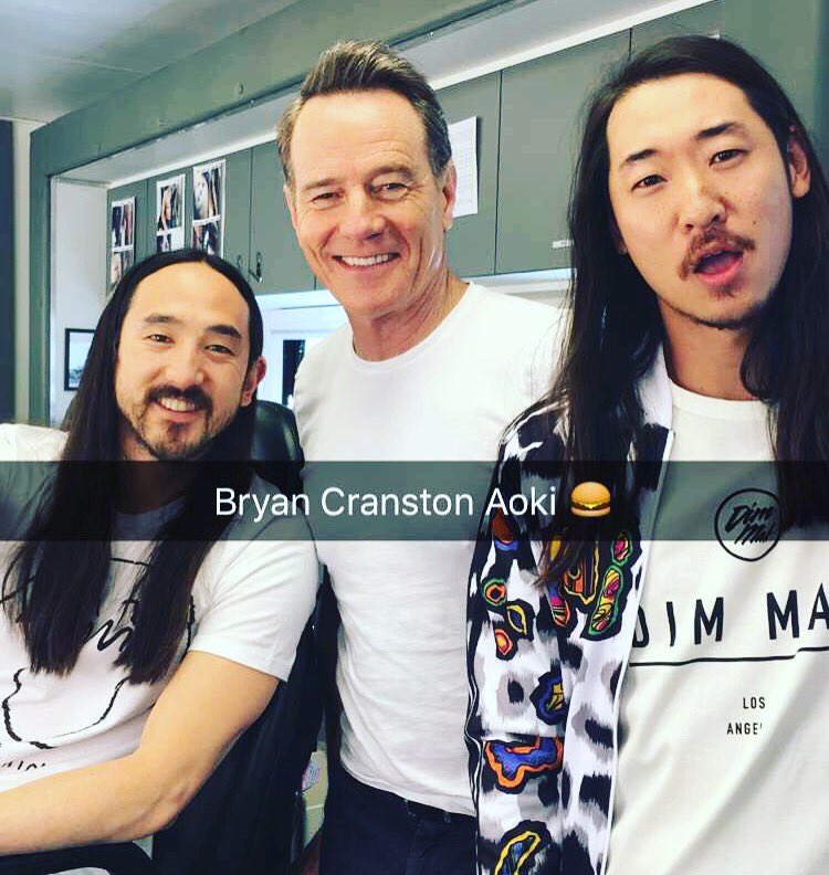Make up room prep w/ @BryanCranston & an Aoki double 😂😂. Shooting this movie all day. So hype! #whyhim? https://t.co/QrFPCdOuU7