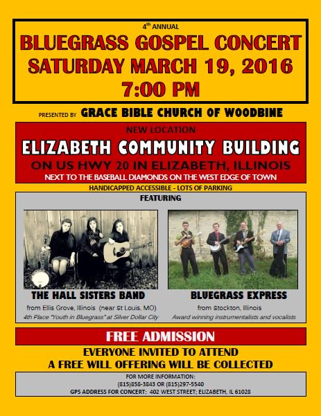 BgrassExpress's tweet image. Come out and see us and #TheHallSistersBand on March 19th in Elizabeth, IL. Admission is FREE!