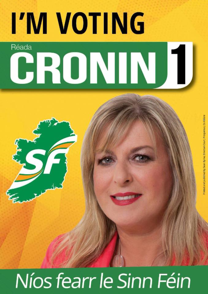 Our <a href="/sinnfeinireland/">Sinn Féin</a> Kildare North Candidate is <a href="/ReadaCronin/">Réada Cronin TD 🇮🇪🇵🇸</a>. We ask that you please support her with your No 1 Vote