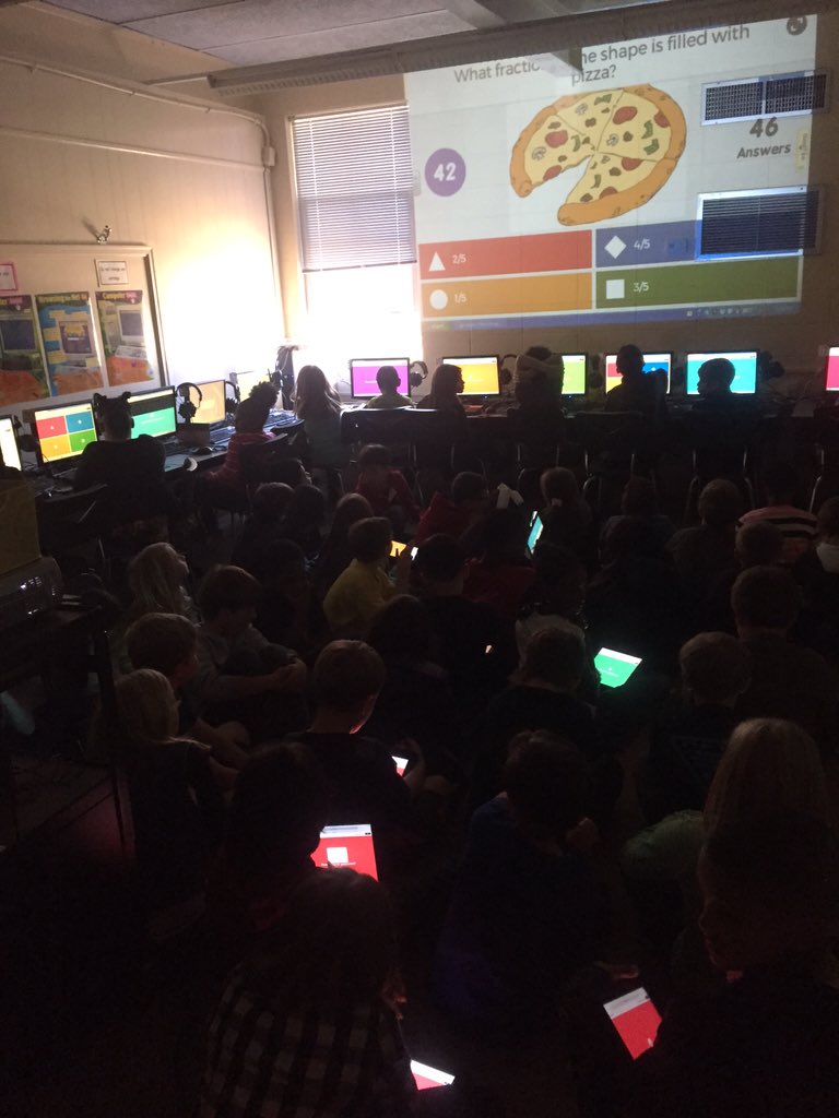 JessicaPeeken's tweet photo. #HHELearn Kahoot on fractions is how we roll at HHES third grade! https://t.co/ahEiDzZkTi