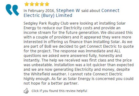 thebestofbury's tweet photo. A fantastic review for the team at @connect_solar, specialists in solar panel installation! https://t.co/8RF4cmp5wE https://t.co/rx0i3qijYi