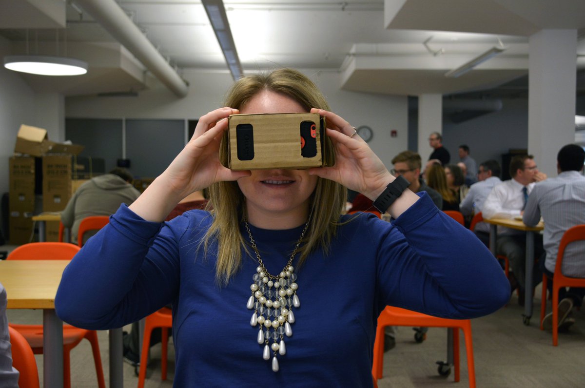 BNIM's tweet photo. Taking #googlecardboard for a test spin after our learning lunch #virtualreality #technology #design @BNIM_IS https://t.co/5qBynVWZOu