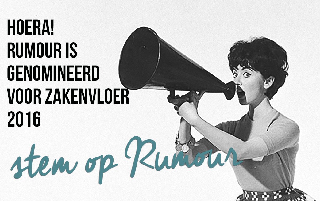 Creatingrumour's tweet image. Hoera! Rumour is genomineerd voor een starterskleed tijdens @ZakenvloerEmmen stemmen kan via zakenvloeremmen.nl/starterskleed