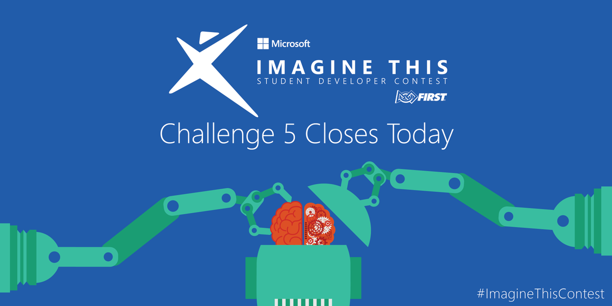 FRCTeams's tweet photo. #Microsoft #ImagineThisContest Challenge 5 closes @ midnight PT! Enter &amp; you could win $$$: https://t.co/q5A3qk2y5h https://t.co/mDSdXrEQWJ