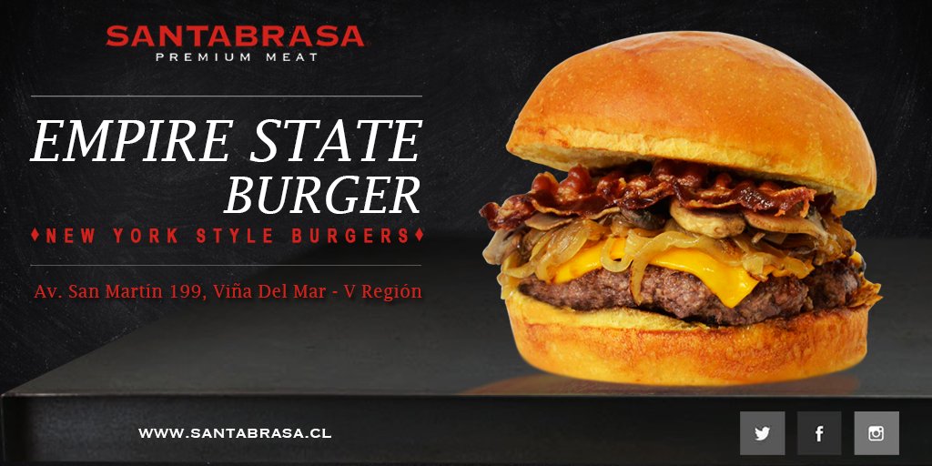 SantabrasaChile's tweet photo. Ya probaste nuestra #EmpireStateBurger? #AunQuedaVerano Conócela! @SantabrasaChile @Enjoy_Vina https://t.co/E4g05ErQBf