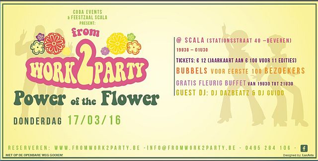 CodaEvents's tweet image. Elke 3de donderdag van de maand @ SCALA Beveren - fromWork2Party.
€ 12 - INKOM + GLAS CAVA + KOUD/WARM BUFFET