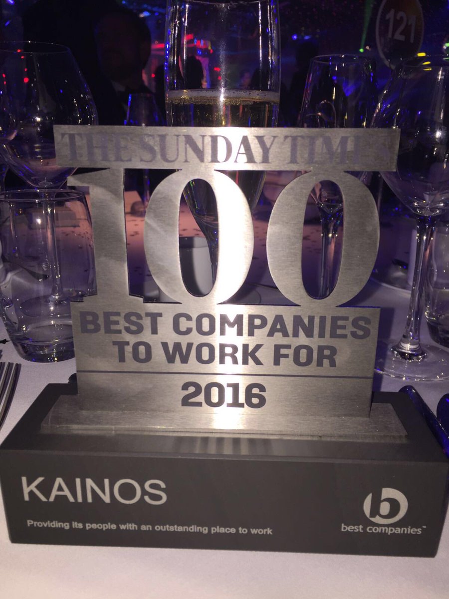 KainosSoftware's tweet photo. Celebrating our @bestcompanies top 100 success for the 4th year running! #BestLists2016 #Kainos100 https://t.co/klBWVNuIoJ