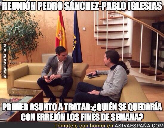 Yo creo que el gran problema para pacto con Podemos es Errejon.No hay solución posible,jajajaja