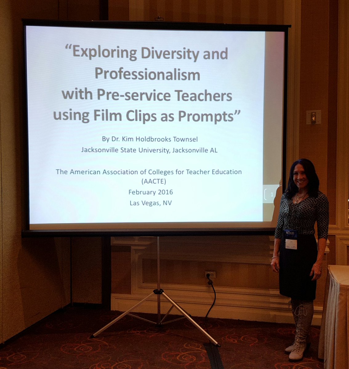 KimTownsel's tweet image. Honored to present my dissertation research to a full room of 100 ×/-. I was right. ;) #AACTE16 #FilmPedagogy #Happy