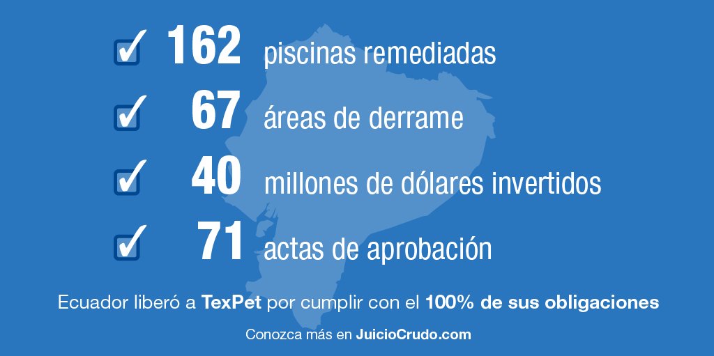 JuicioCrudo's tweet photo. Texaco ya cumplió con su parte de las remediaciones en #Ecuador. @EPPETROECUADOR #LimpieSuParte https://t.co/npYcwSiRNC