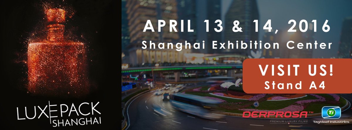 DerprosaFilm's tweet photo. @LuxePack_Show Shanghai 2016 is coming soon! #Creative_Packaging
Visit us Stand A4!  Ticket: https://t.co/fRHVdTE6y8 https://t.co/8wCECT9KIZ