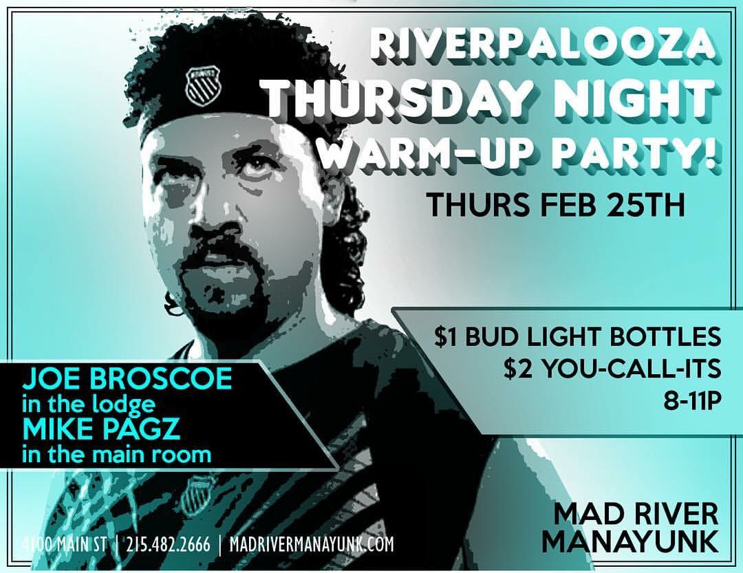Thursdays Nights in Philly = <a href="/MadRiverYunk/">Mad River Manayunk</a> See you there!