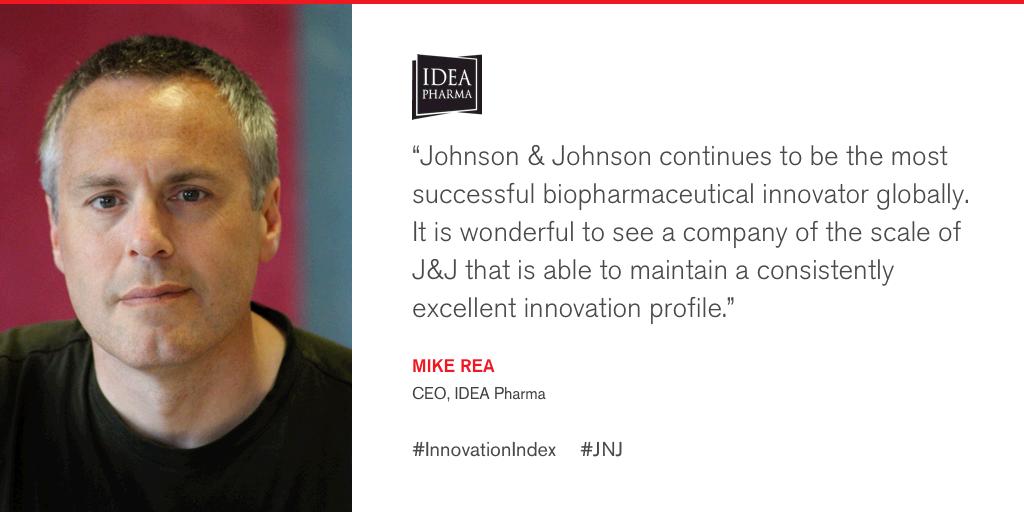 JNJNews's tweet image. CEO of @ideapharma Mike Rea on why #JNJ tops the #InnovationIndex: bit.ly/1SYgFBi