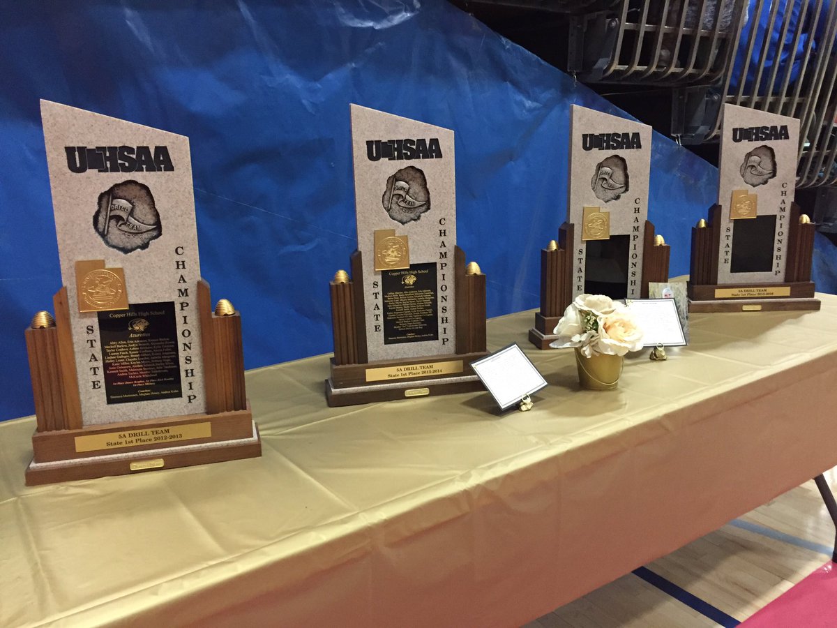 Copperhillshigh's tweet photo. Way to represent #GrizzNation w/ an amazing season, @chhsdrill. Showcase rocked. Those four trophies look SO GOOD. https://t.co/0FLafGjsxa