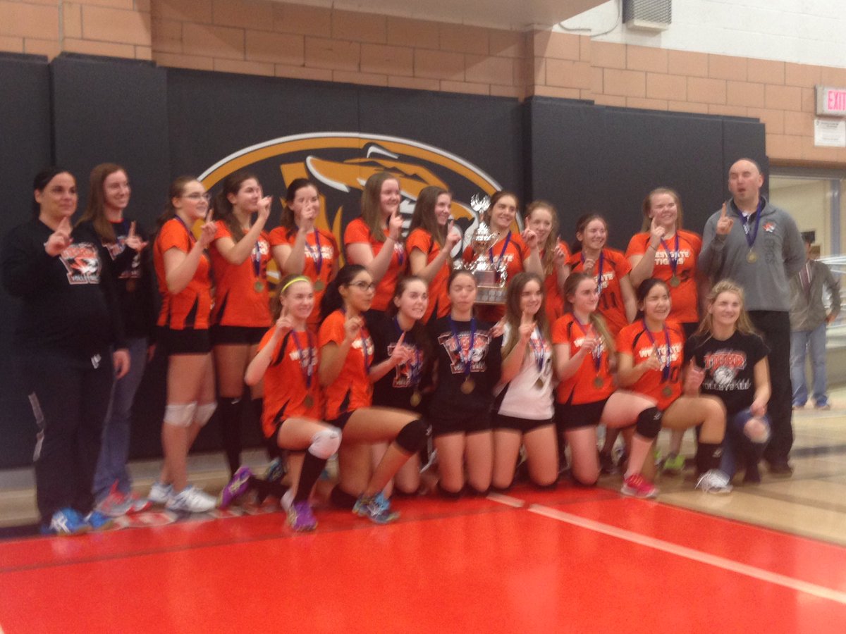 TigersWestgate's tweet photo. Girls junior volleyball team capture the SSSAA Championship defeating the La Verendrye Vipers in straight sets!! https://t.co/mk2fpLZ91r