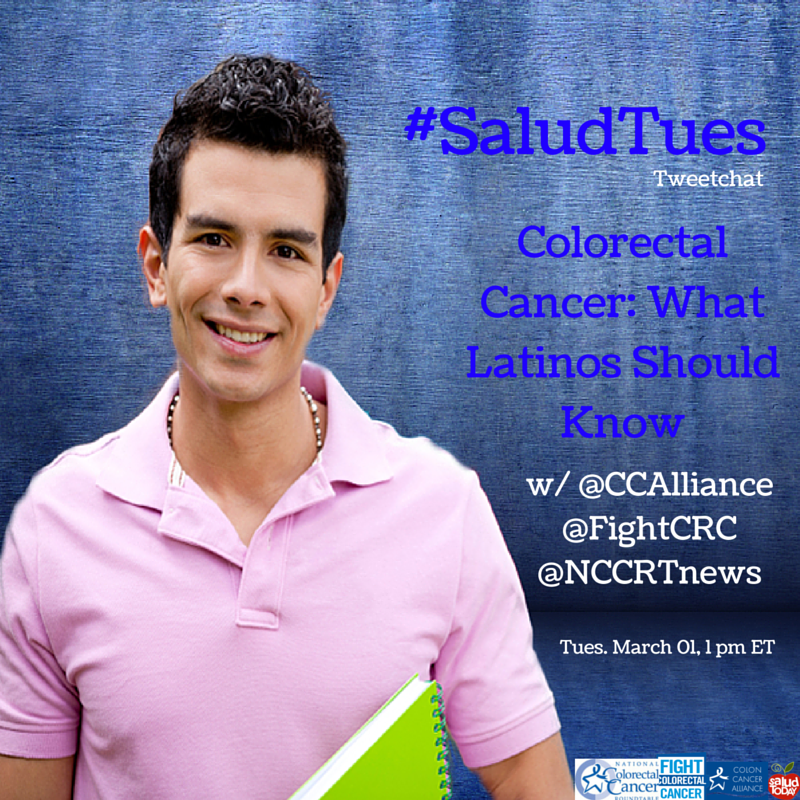 CCAlliance's tweet photo. We're kicking off #ColonCancerAwareness Month with a tweetchat! Join us &amp; @SaludToday on 3/1 at 1pm ET #SaludTues https://t.co/EewFT7ZHUK