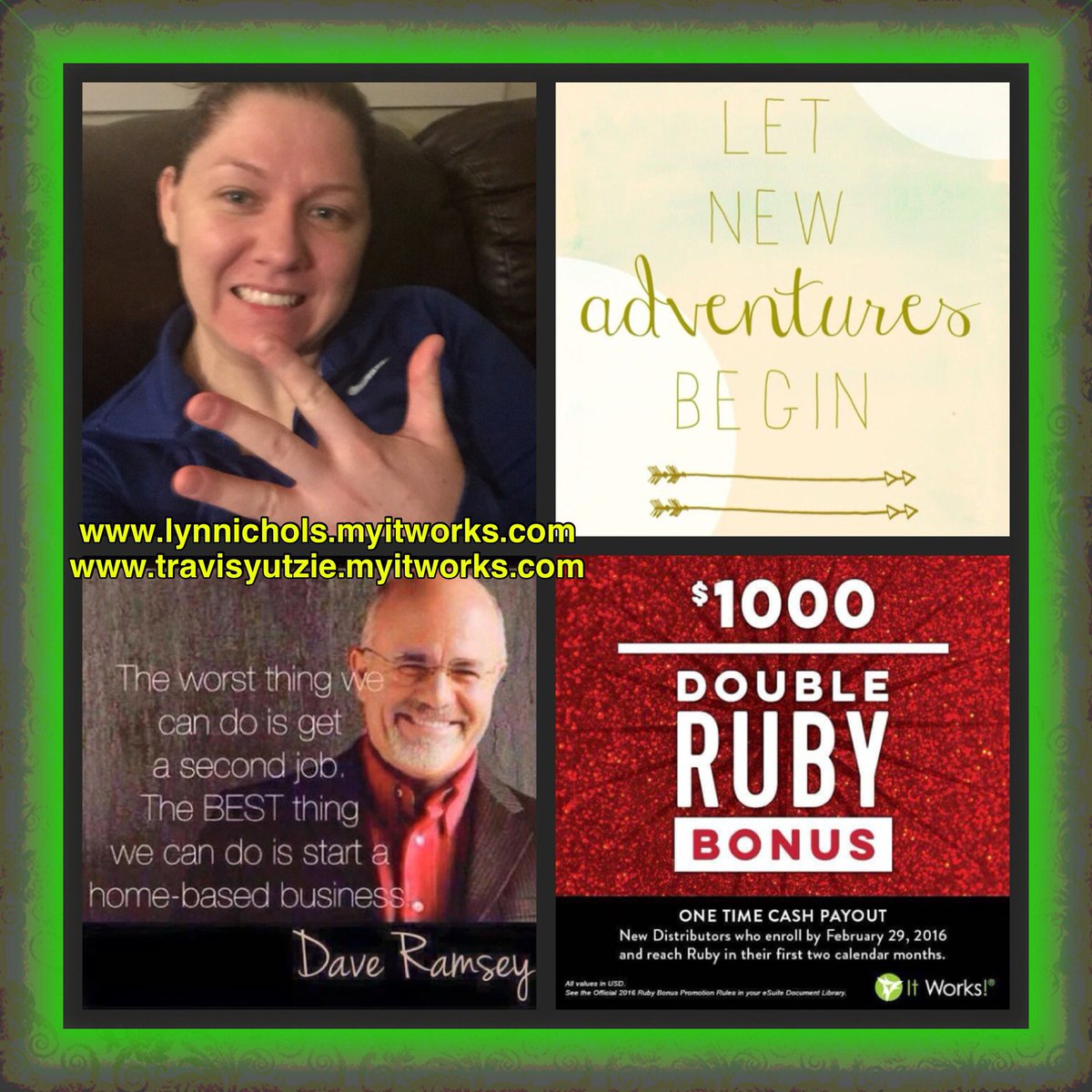 lyneednichols's tweet photo. #ItWorks #RubyBonus #financialfreedom #adventure #homebusiness
☎️ 503-508-7515
📝 lyneednichols@gmail.com https://t.co/k0RLt5cBsk