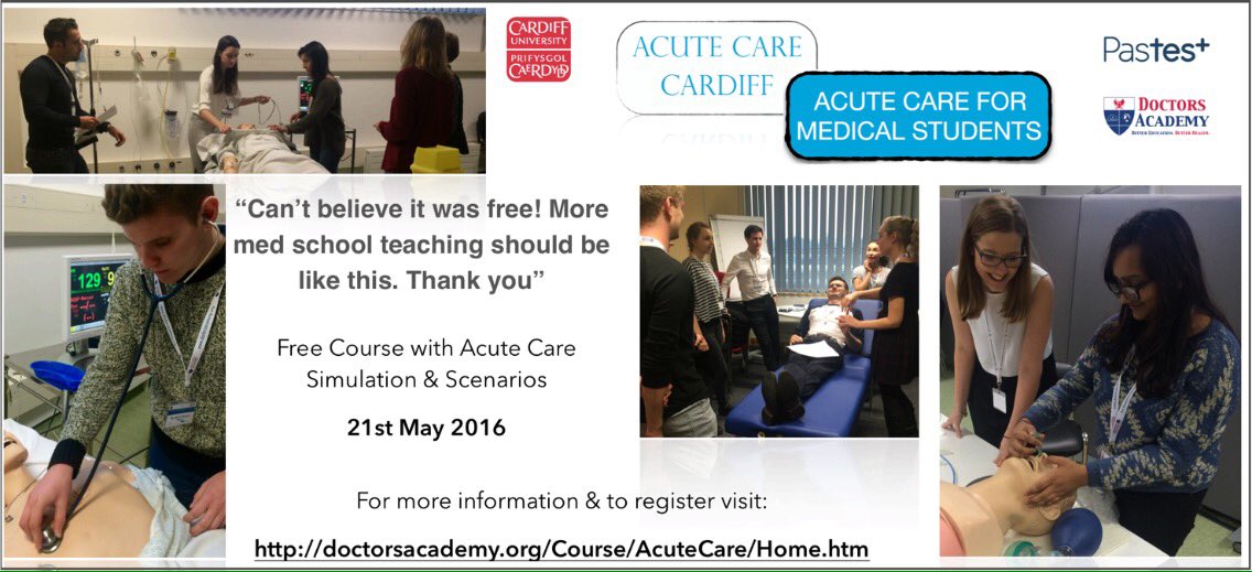 AcuteCareCf's tweet photo. Next Acute Care for Medical Students course for @CardiffMBBChC21 announced. Sign up now at https://t.co/43LE4ygMVP https://t.co/LE1gp8PsHX