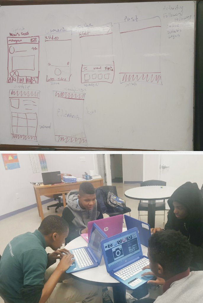 VinceRando's tweet image. Leaders for Life coders finalize sketches & begin to prototype their video sharing app #gottechnwk #cityofcode