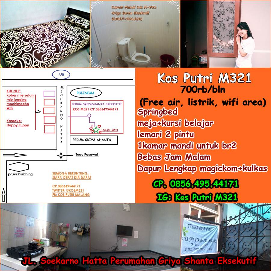 infokostmalang's tweet photo. #infokost PUTRI GriyaShantaEksekutif M321 ✆:085649544171 (SMS, Telfon, WA, Line) @kosM321 IG: Kos Putri M321 https://t.co/9lCVGwJ0x8
