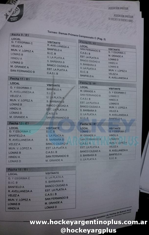 #Metro2016 Fixture Damas C