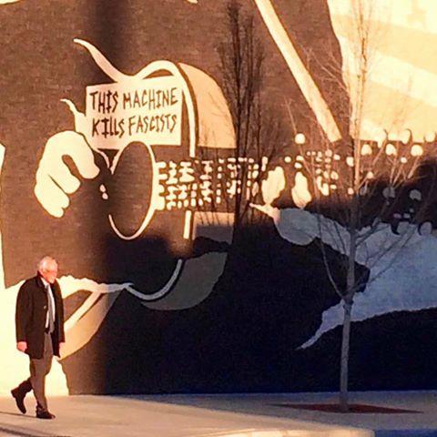ORLaneCounty's tweet photo. Bernie Sanders leaving the Woody Guthrie Center in Tulsa today. #BernieInTulsa https://t.co/mlB8XDsMoj
