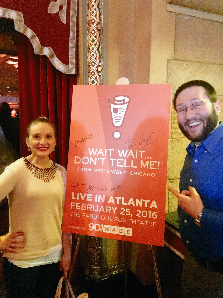 LarkinGrant's tweet photo. Got our excited faces on for @waitwait at @TheFoxTheatre!! #WaitWaitWABE https://t.co/Rsf0zSWWfS