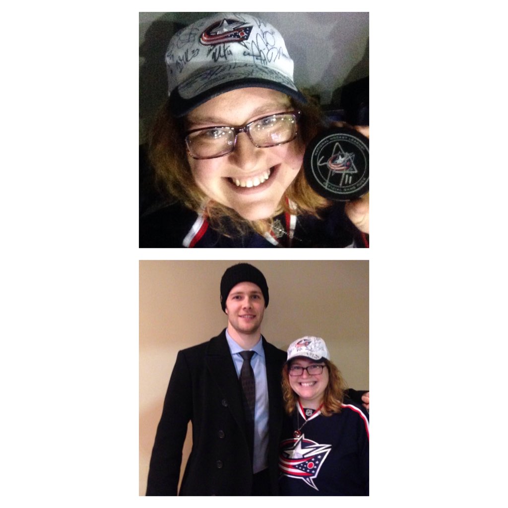 CortMatthews's tweet photo. Just your average #CBJ game. @BlueJacketsNHL are the best ever. Nuf said! #MattyHustle #mymancalvert #goloubef https://t.co/2ROb21NutF