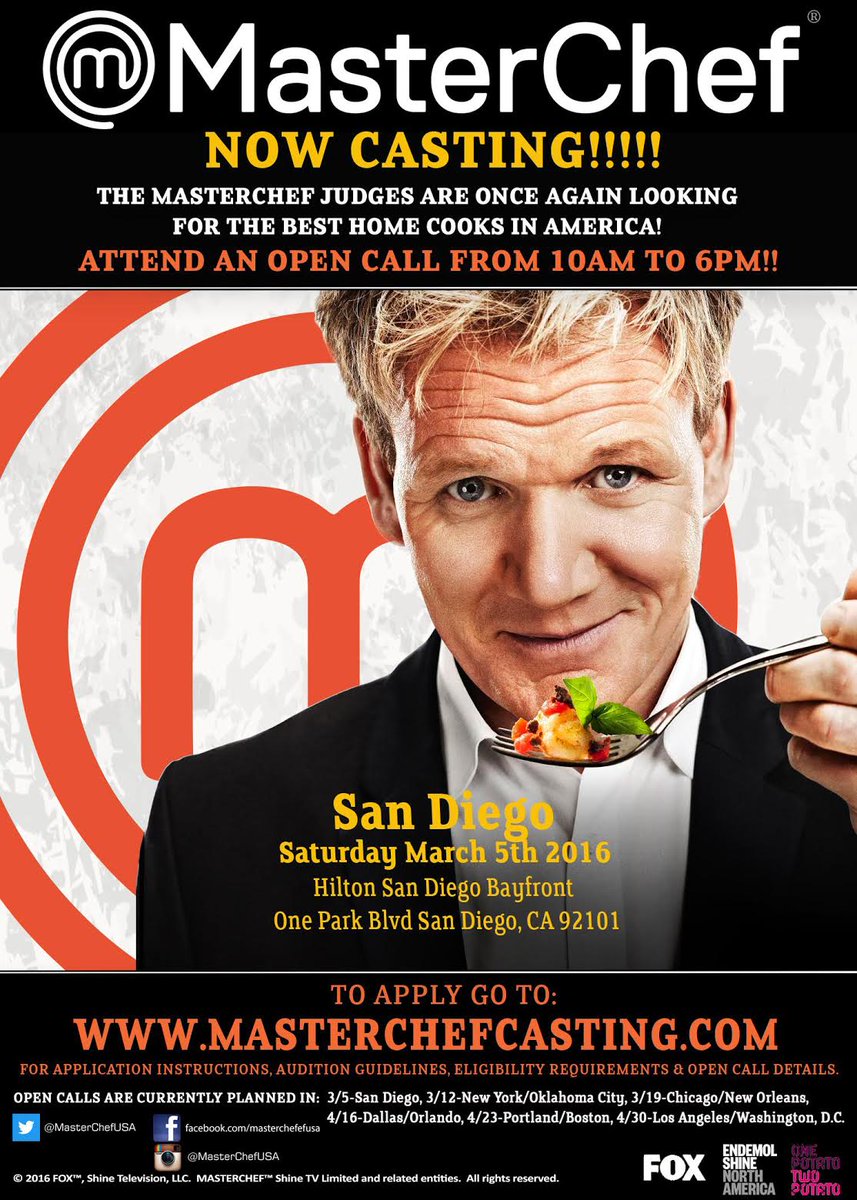<a href="/KristinHelms/">Kristin Helms</a> MasterChef casting is coming to SD 3/5! All SD home cooks register TODAY! masterchefcasting.com