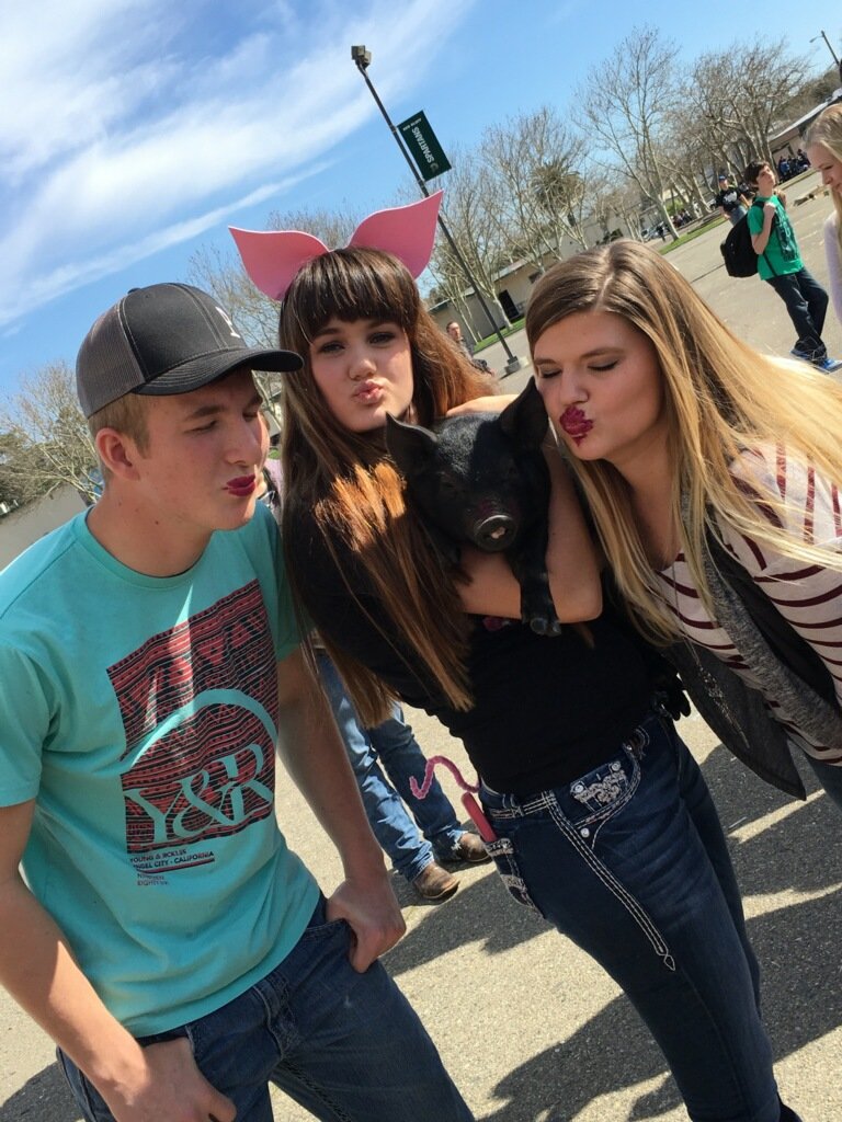 rbuhsdmedia's tweet image. Kiss the Pig today at lunch! Ms. Munro and Reed Pritchard were the lucky chosen smoochers!! #nationalffaweek #rbffa