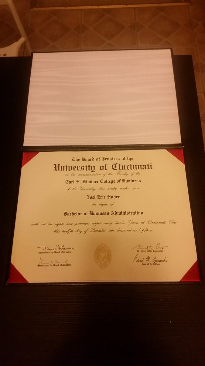 huberj13's tweet photo. It is finally official! Very proud alumni of @uofcincy! https://t.co/HJZWFS9IET